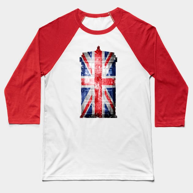 Tardis Union Jack Baseball T-Shirt by redbaron_ict